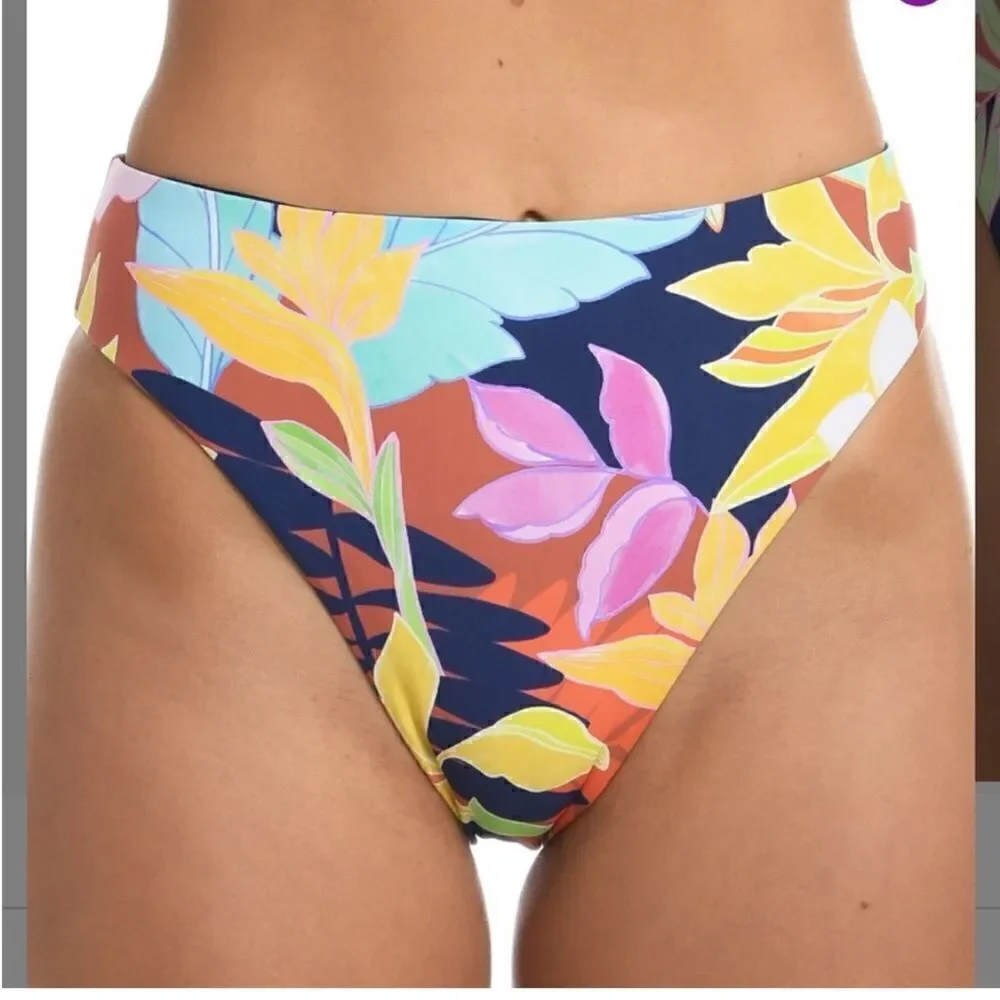 NWT New Citrus Swimwear Reversible High Waist High Cut Leg Bikini Bottoms S